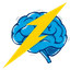 brain with a lightening bolt, logo of Flash Master
